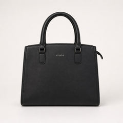 Bag Shoppe Women Black Enigma Fabric Texture Handbag - Sleek Sophisticated Bag for Office, Travel & Daily Use