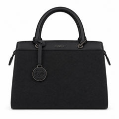 Bag Shoppe Women Black Enigma Saffiano Satchel - Classic Professional Bag for Office, Travel & Daily Use
