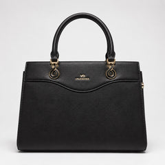 Bag Shoppe Women Black Valendnee Infinity-Lock Handbag - Sleek Classic Bag for Office, Evening & Daily Use