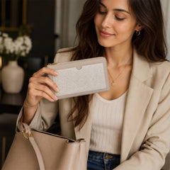 Bag Shoppe Women Beige Simple & Classic Long Wallet - Elegant Organised Wallet for Office, Travel & Daily Use