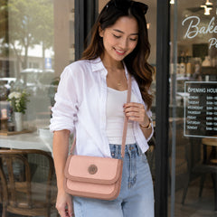 Bag Shoppe Women Pink BB Ribbed Flap Sling Bag - Pretty Feminine Sling for College, Brunch & Daily Use