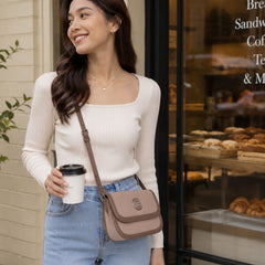 Bag Shoppe Women Beige BB Classic Ribbed Sling Bag - Understated Versatile Sling for Office, Shopping & Daily Use