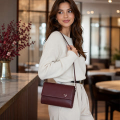 Bag Shoppe Women Maroon Heart-Lock Sling Bag - Romantic Charming Sling for College, Brunch & Outings