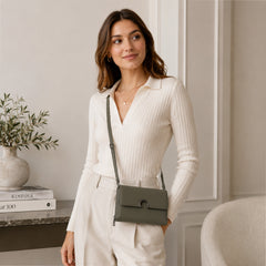 Bag Shoppe Women Olive Enigma Arc Ring Flap Sling Bag - Sleek Refined Clutch for Office, Evening & Daily Use