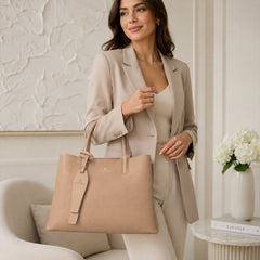 Bag Shoppe Women Beige Kris Bella Pebbled Handbag - Refined Statement Bag for Office, Travel & Special Occasions