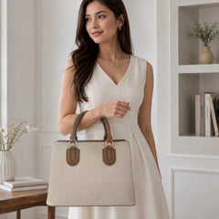 Bag Shoppe Women Cream Vanessa Dilee Canvas Handbag - Casual Chic Bag for Brunch, Shopping & Daily Use