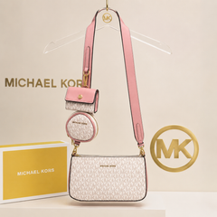 Michael Kors Women’s 3-in-1 Signature Crossbody Bag – Pink & Vanilla