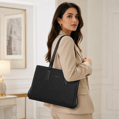 Bag Shoppe Women Black Big Size Handbag - Spacious Everyday Bag for Office, Travel & Daily Use