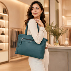 Bag Shoppe Women Peacock Blue Big Size Handbag - Spacious Everyday Bag for Office, Travel & Daily Use