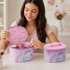 Bag Shoppe Women Pink Makeup Box - Spacious Cosmetic Storage Organizer for Travel & Daily Use