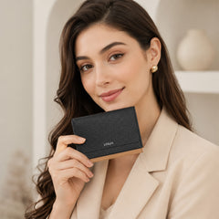 Bag Shoppe Women Black Wallet - Compact Everyday Wallet for Cards, Cash & Daily Use
