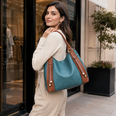 Bag Shoppe Women Blue Tote Bag - Stylish Everyday Bag for Office, Travel & Daily Use