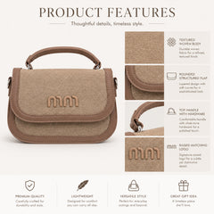Bag Shoppe Women Beige Fabric Texture Top-Handle Bag - Elegant Artisan Bag for Office, Brunch & Daily Use