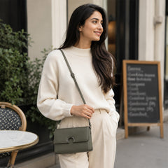 Bag Shoppe Women Olive Enigma Arc Ring Flap Sling Bag - Sleek Refined Clutch for Office, Evening & Daily Use