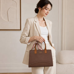 Bag Shoppe Women Brown Valendnee Scarf Handle Handbag - Sophisticated Designer Bag for Office, Brunch & Outings