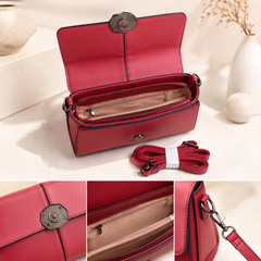 Premium Dual-Tone Women’s Sling Bag with Detachable Strap & Scarf Charm – Pink & Wine Red