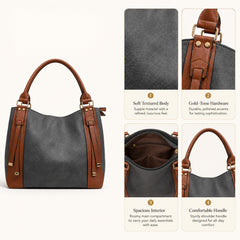 Bag Shoppe Women Dark Grey Tote Bag - Stylish Everyday Bag for Office, Travel & Daily Use