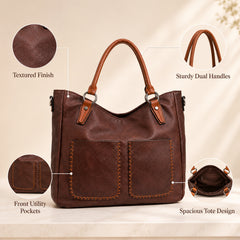 Bag Shoppe Women Brown Tote Bag - Stylish Everyday Bag for Office, Travel & Daily Use