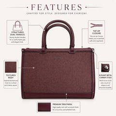Bag Shoppe Women Maroon Big Size Handbag - Spacious Everyday Bag for Office, Travel & Daily Use