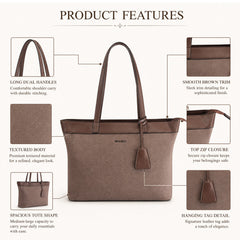 Bag Shoppe Women Brown Big Size Handbag - Spacious Everyday Bag for Office, Travel & Daily Use