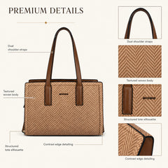 Bag Shoppe Women Brown Big Size Handbag - Spacious Everyday Bag for Office, Travel & Daily Use
