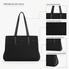 Bag Shoppe Women Black Big Size Handbag - Spacious Everyday Bag for Office, Travel & Daily Use
