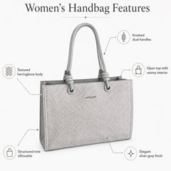 Bag Shoppe Women Light Grey Big Size Handbag - Spacious Everyday Bag for Office, Travel & Daily Use