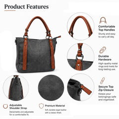 Bag Shoppe Women Dark Grey Tote Bag - Stylish Everyday Bag for Office, Travel & Daily Use