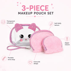 Bag Shoppe Women Light Pink Makeup Pouch - Compact Cosmetic Organizer for Travel & Daily Use
