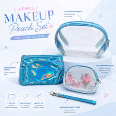 Bag Shoppe Women Blue Makeup Pouch - Compact Cosmetic Organizer for Travel & Daily Use