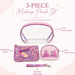Bag Shoppe Women Light Pink Makeup Pouch - Compact Cosmetic Organizer for Travel & Daily Use