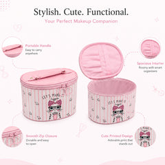 Bag Shoppe Women Pink Makeup Box - Spacious Cosmetic Storage Organizer for Travel & Daily Use