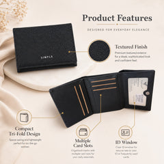 Bag Shoppe Women Black Wallet - Compact Everyday Wallet for Cards, Cash & Daily Use