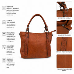 Bag Shoppe Women Tan Tote Bag - Stylish Everyday Bag for Office, Travel & Daily Use