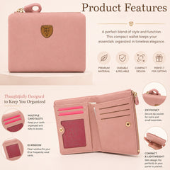 Bag Shoppe Women Pink Wallet - Compact Everyday Wallet for Cards, Cash & Daily Use