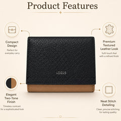 Bag Shoppe Women Black Wallet - Compact Everyday Wallet for Cards, Cash & Daily Use