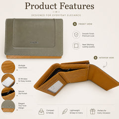 Bag Shoppe Women Green Wallet - Compact Everyday Wallet for Cards, Cash & Daily Use