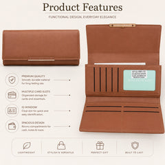 Bag Shoppe Women Brown Wallet - Compact Everyday Wallet for Cards, Cash & Daily Use