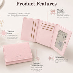 Bag Shoppe Women Pink Wallet - Compact Everyday Wallet for Cards, Cash & Daily Use