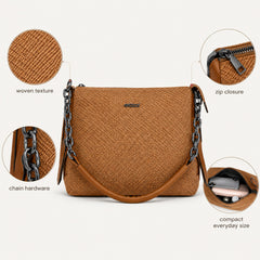 Bag Shoppe Women Brown Ettoli Chain Crossbody Bag - Warm Luxe Sling for Brunch, Shopping & Daily Use