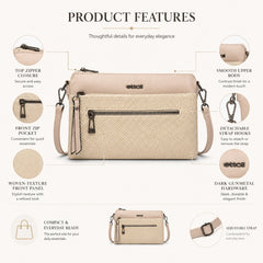 Bag Shoppe Women Beige Ettoli Two-Tone Crossbody Bag - Fresh Refined Sling for Office, College & Daily Use