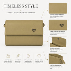 Bag Shoppe Women Olive Heart-Lock Sling Bag - Earthy Unique Sling for College, Outings & Daily Use