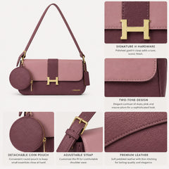 Bag Shoppe Women Pink Two-Tone Baguette Shoulder Bag - Luxe Fashion Bag for Brunch, Evening & Special Occasions