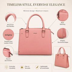 Bag Shoppe Women Pink Enigma Large Structured Handbag - Powerful Feminine Bag for Office, Travel & Outings