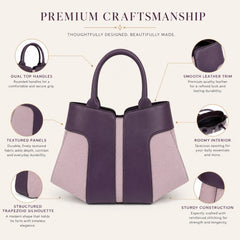 Bag Shoppe Women Purple Geometric Panel Structured Handbag - Architectural Statement Bag for Brunch, Evening & Special Occasions