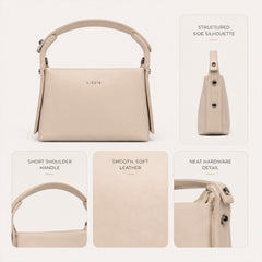 Bag Shoppe Women Beige Lizzie Soft Mini Handbag - Clean Classic Mini Bag for College, Office & Daily Use