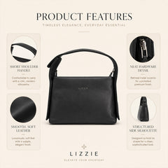 Bag Shoppe Women Black Lizzie Soft Mini Handbag - Sleek Timeless Mini Bag for Office, College & Daily Use
