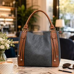 Bag Shoppe Women Dark Grey Tote Bag - Stylish Everyday Bag for Office, Travel & Daily Use