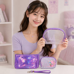 Bag Shoppe Women Purple Makeup Pouch - Compact Cosmetic Organizer for Travel & Daily Use