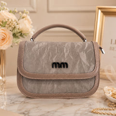 Bag Shoppe Women Taupe Distressed Flap Top-Handle Bag - Edgy Artistic Bag for College, Outings & Special Occasions